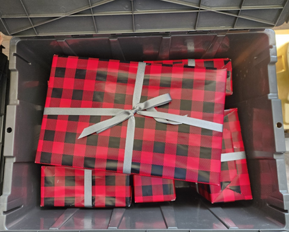 Lot Of 6 Christmas Decorative Presents Plaid Wrapped