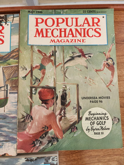 Popular Mechanics Magazine Lot of (5) Issues 1946