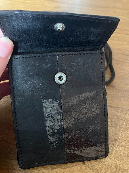 ID Holders: Black Leather Wallets - With Neck Straps (2)
