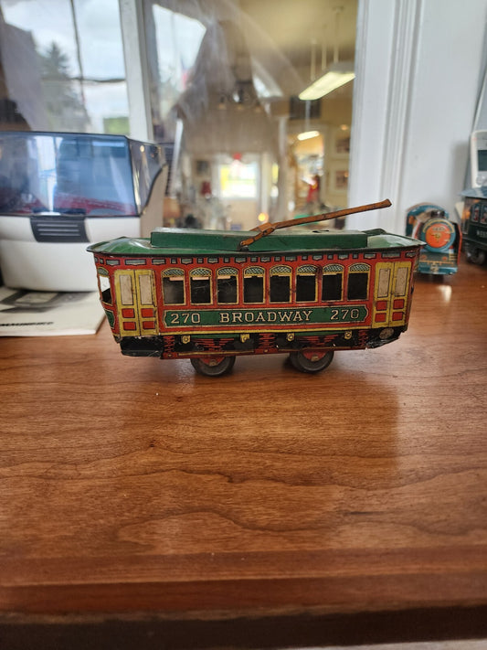 Broadway 270 Clockwork Tin Trolley Car 3" x 1-1/2"