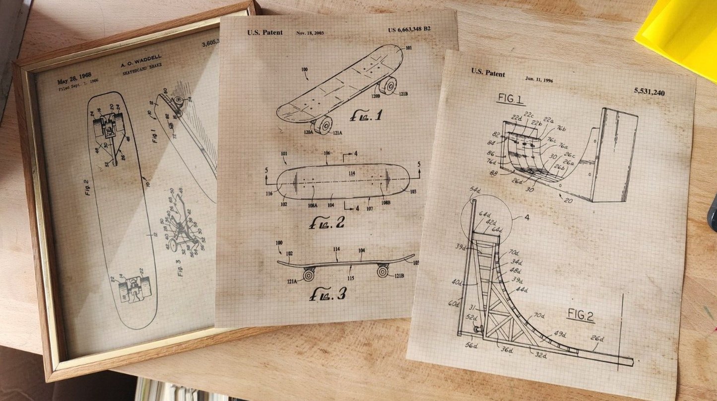 1968 - Skateboard Brake - A. O. Waddell - Patent Art Poster