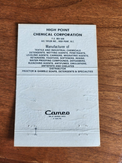 Vtg Matchcover USA High Point Chemical Corporation Hipochem High Point