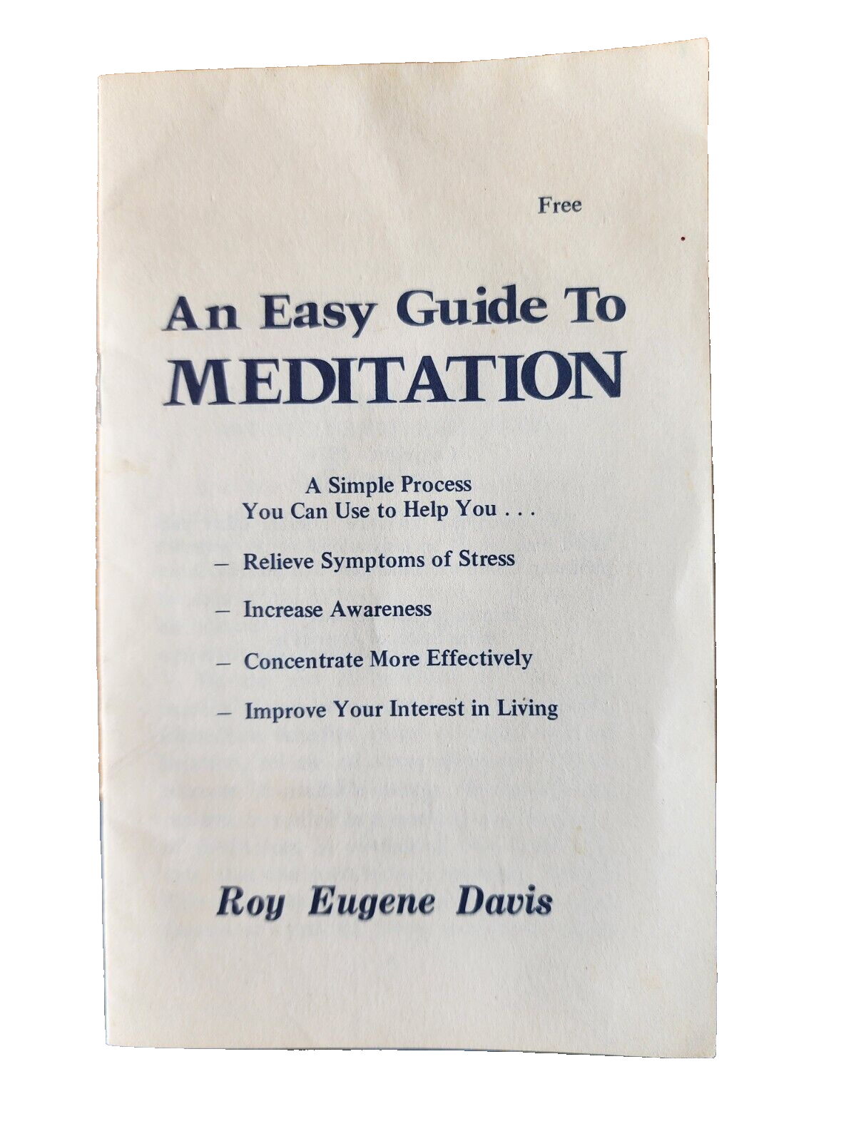 Vintage 1976 An Easy Guide to Meditation Booklet - Roy Davis, CSA Press