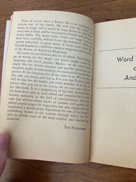 Vtg Pocketbook - FUN FOR THE FAMILY - JEROME MEYER