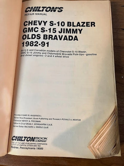 CHILTON'S - Chevrolet s-10 Blazer GMC S-15 Jimmy Oldsmobile Bravada 1982-91