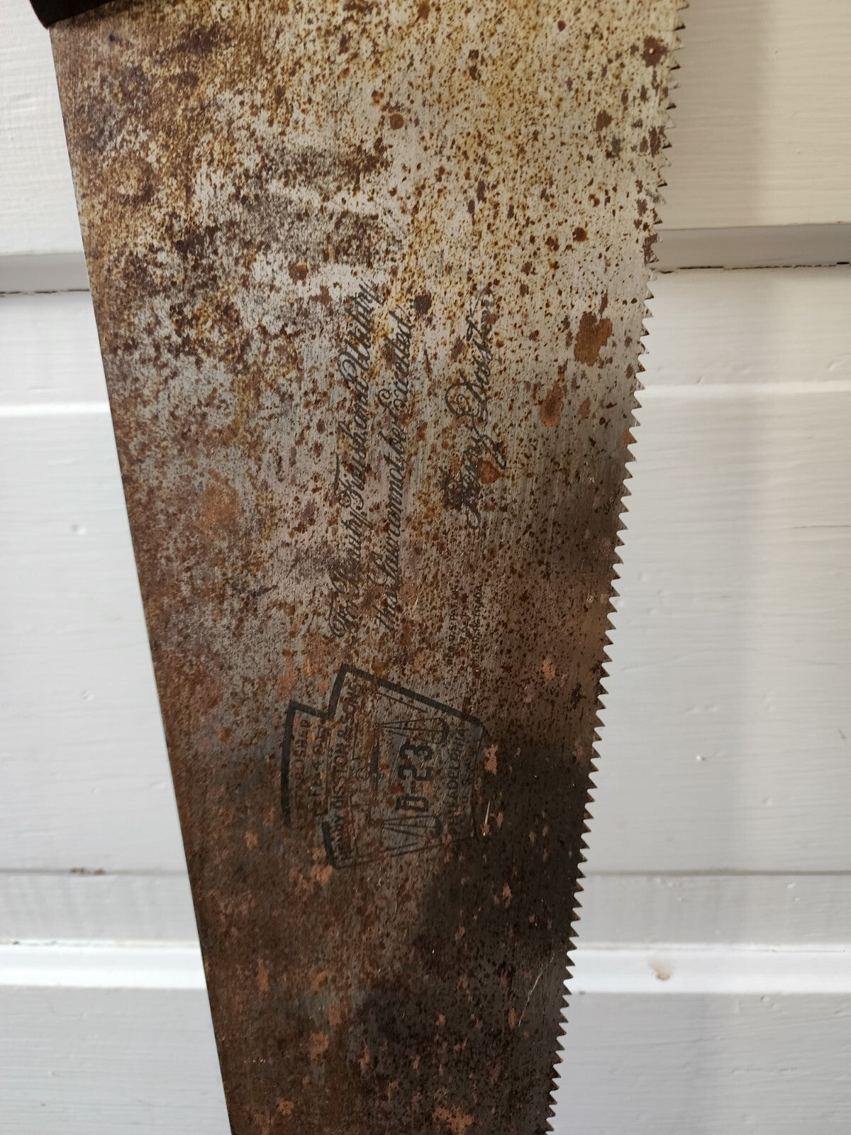 Vtg Henry Disston & Sons D-23 Hand Saw with Markings 29 1/2"