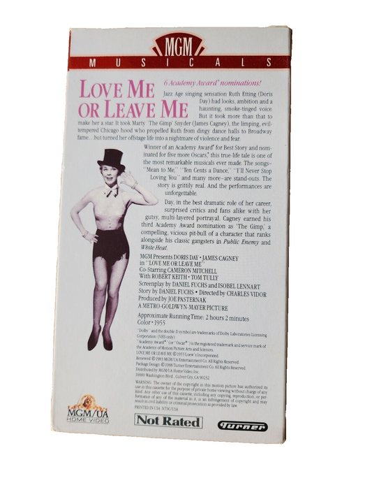 MGM Presents Doris Day & James Cagney in Love Me or Leave Me (VHS, 1988)