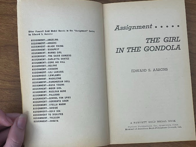 Vintage Paperback - Edward S AAarons: ASSIGNMENT THE GIRL IN THE GONDOLA