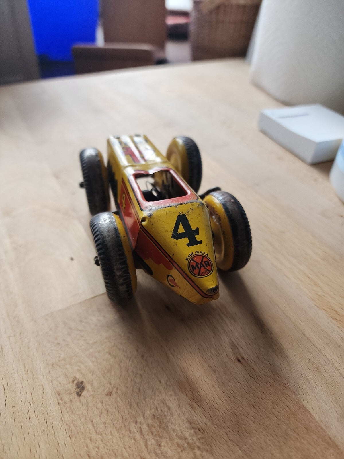 Vtg Marx Tin Litho Wind-Up Boat Tail Midget Racer Race Car #4