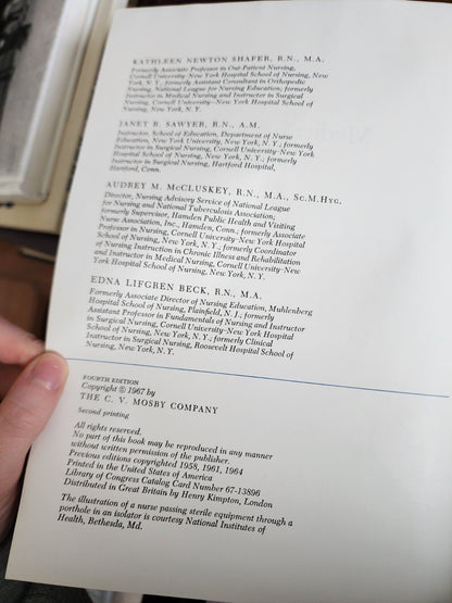 Medical- Surgical Nursing by Shafer, Sawyer, McCluskey, Beck 1967 HC Book