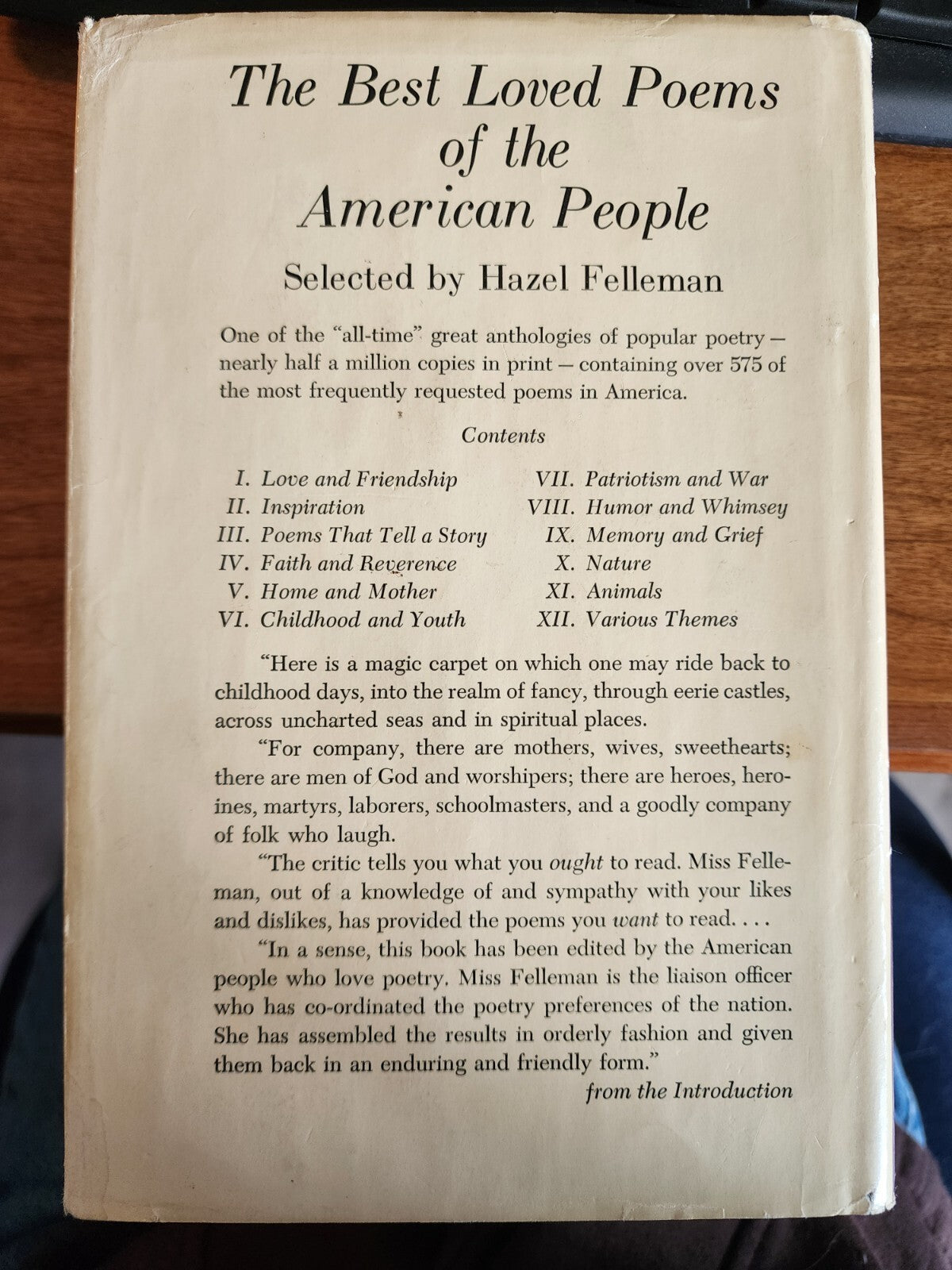The Best Loved Poems Of The American People, Hazel Felleman 1936 HC