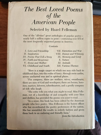 The Best Loved Poems Of The American People, Hazel Felleman 1936 HC