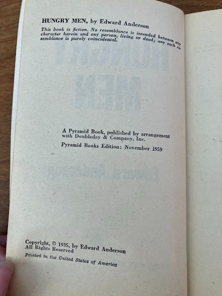 Popular Library: Hungry Men by Edward Anderson