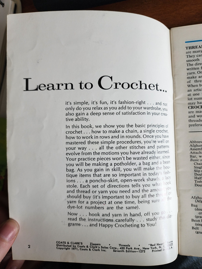 Learn to Crochet: Coats & Clark's Book #210