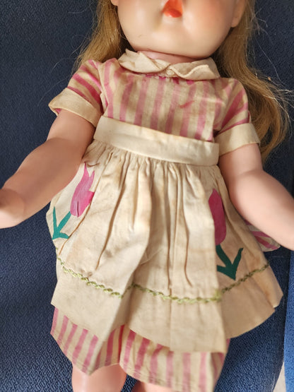 17" Vintage Horsman Doll Rooted Hair Sleep Eyes Long Blonde Hair