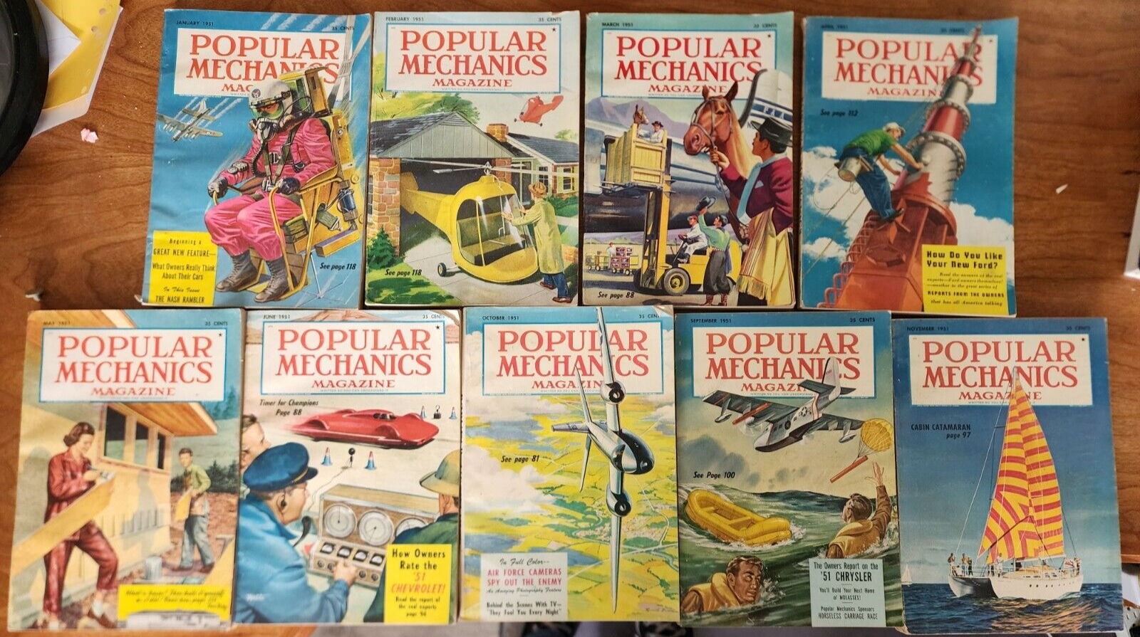 10 Vtg POPULAR MECHANICS Magazines 1951