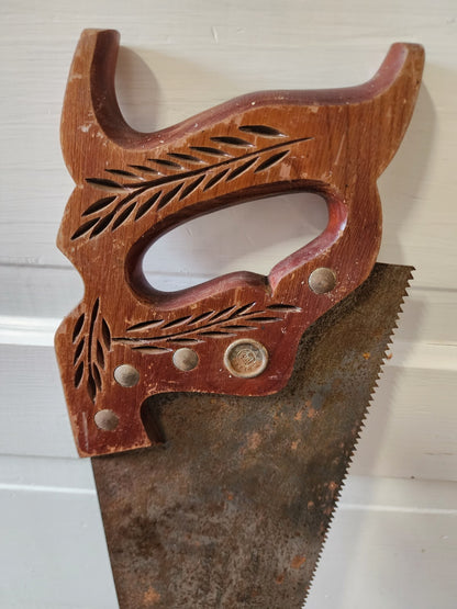 Vtg Henry Disston & Sons D-23 Hand Saw with Markings 29 1/2"