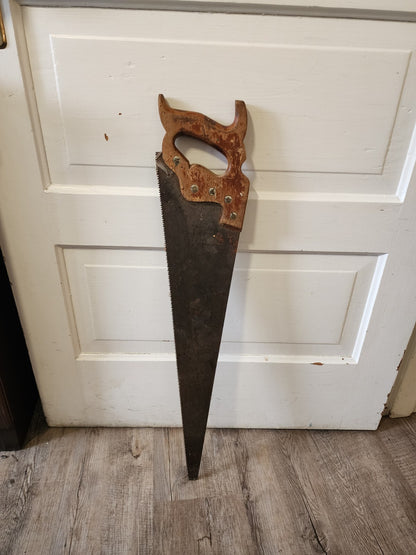 Vtg Henry Disston & Sons D-23 Hand Saw with Markings 29 1/2"