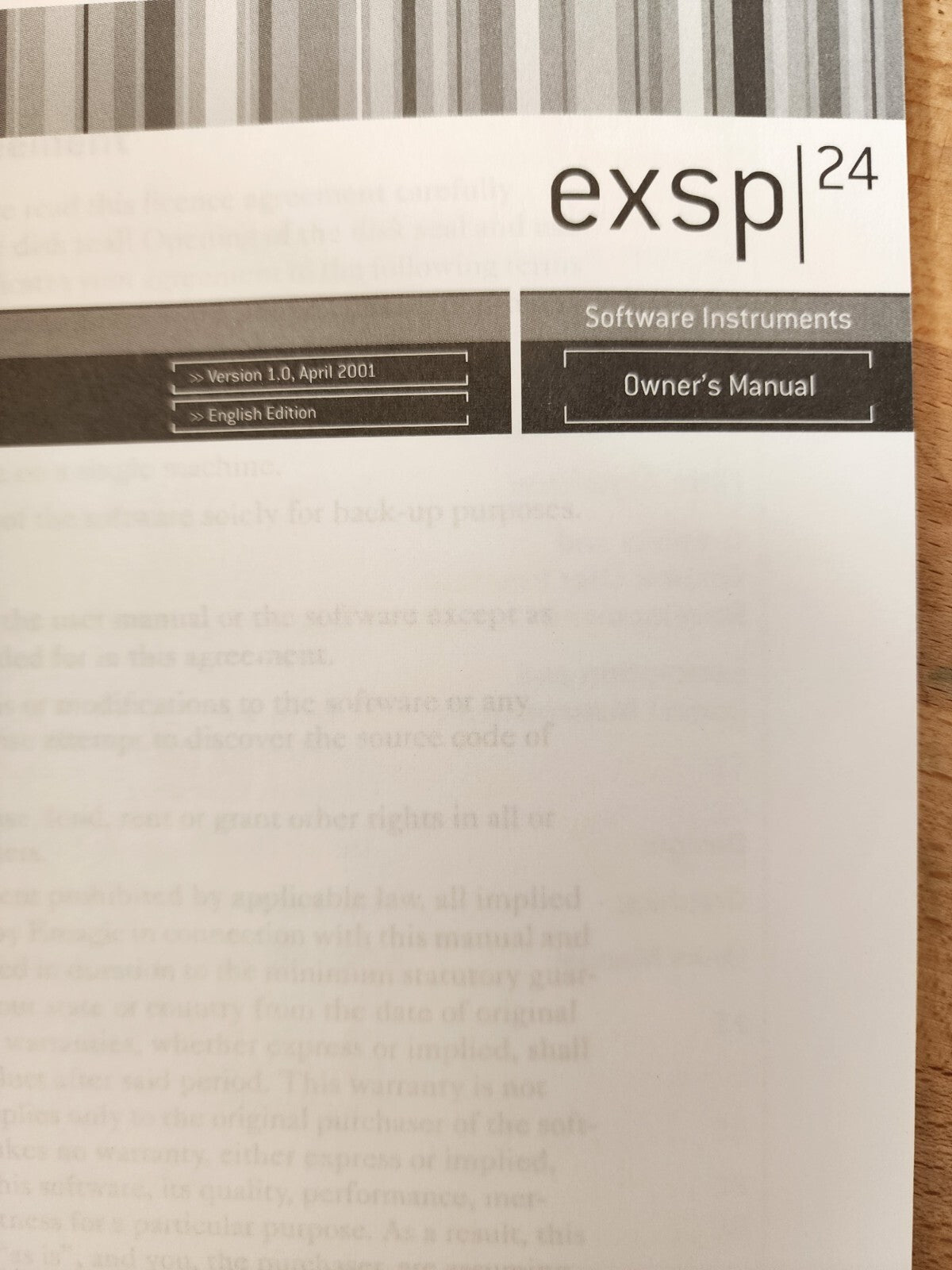 EMAGIC software instruments EXSP 24 Owners Manual