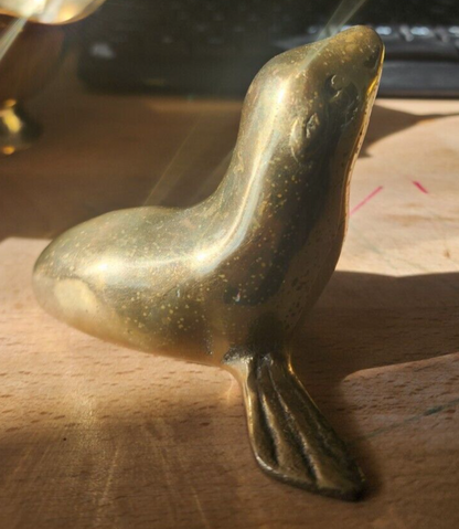 Vtg Brass 1970’s Seal figurine - Made in Korea