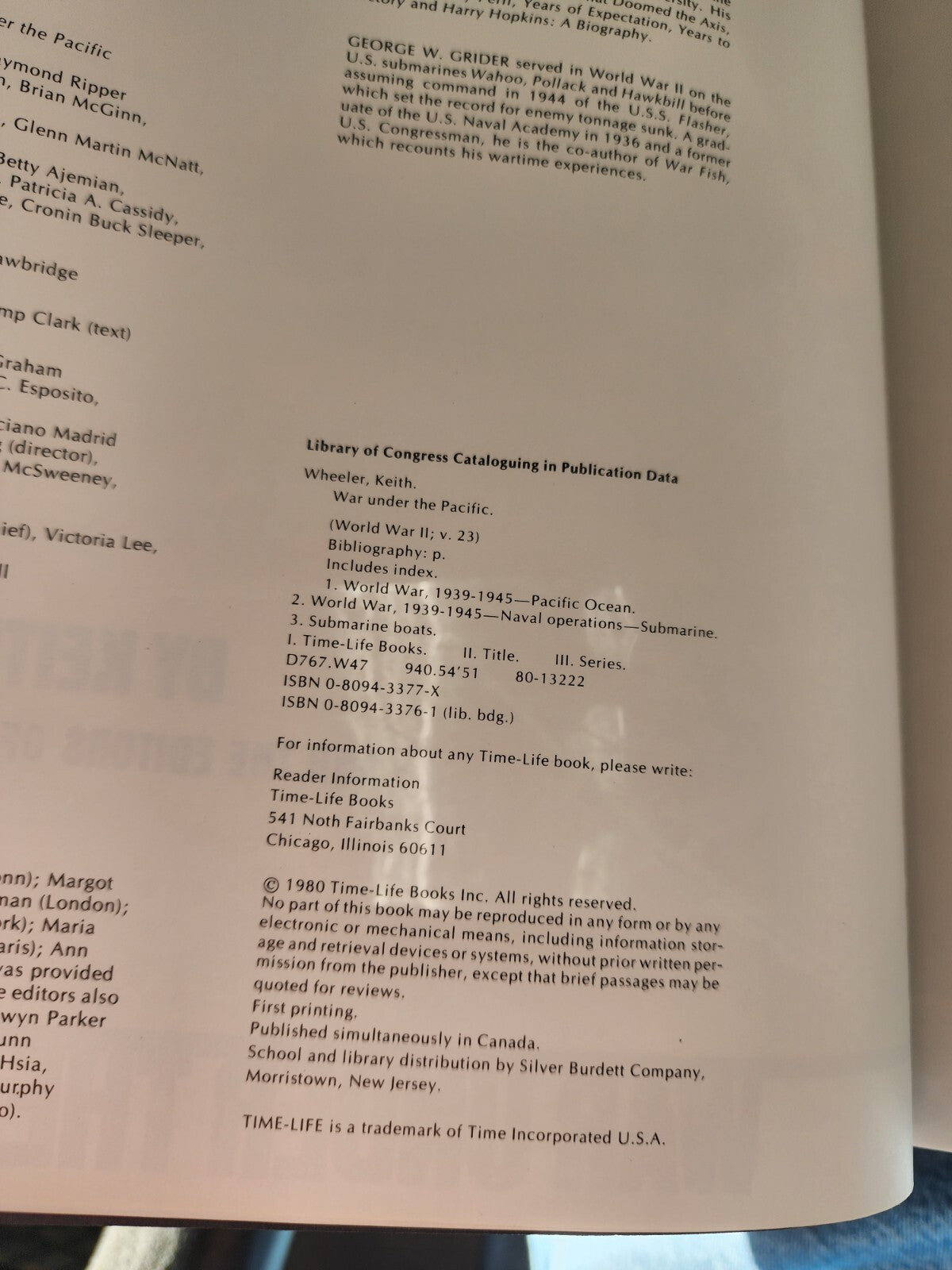 Time Life Books 'World War II' series. 'War Under the Pacific' - GOOD