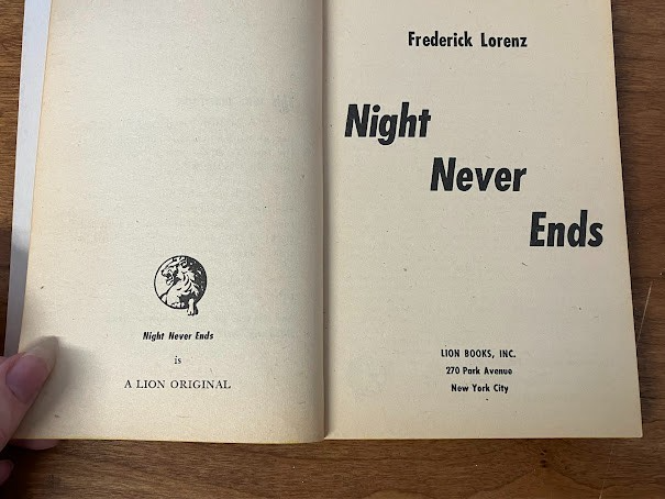 Vintage Paperback - Frederick Lorenz: Night Never Ends