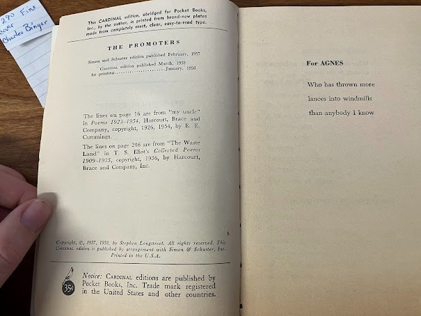 Vintage Paperback -  Stephen Longstreet: THE PROMOTERS