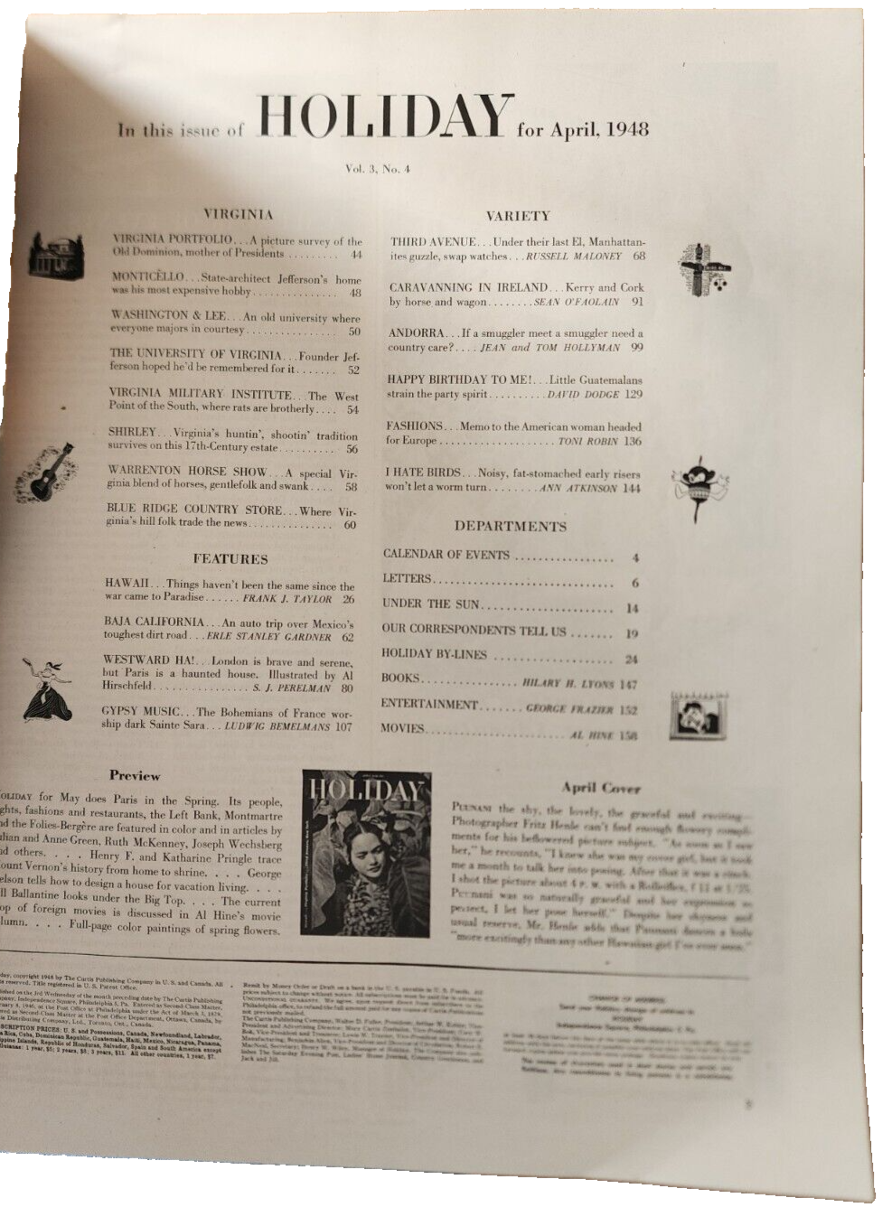 1948 APRIL HOLIDAY MAGAZINE - HAWAII