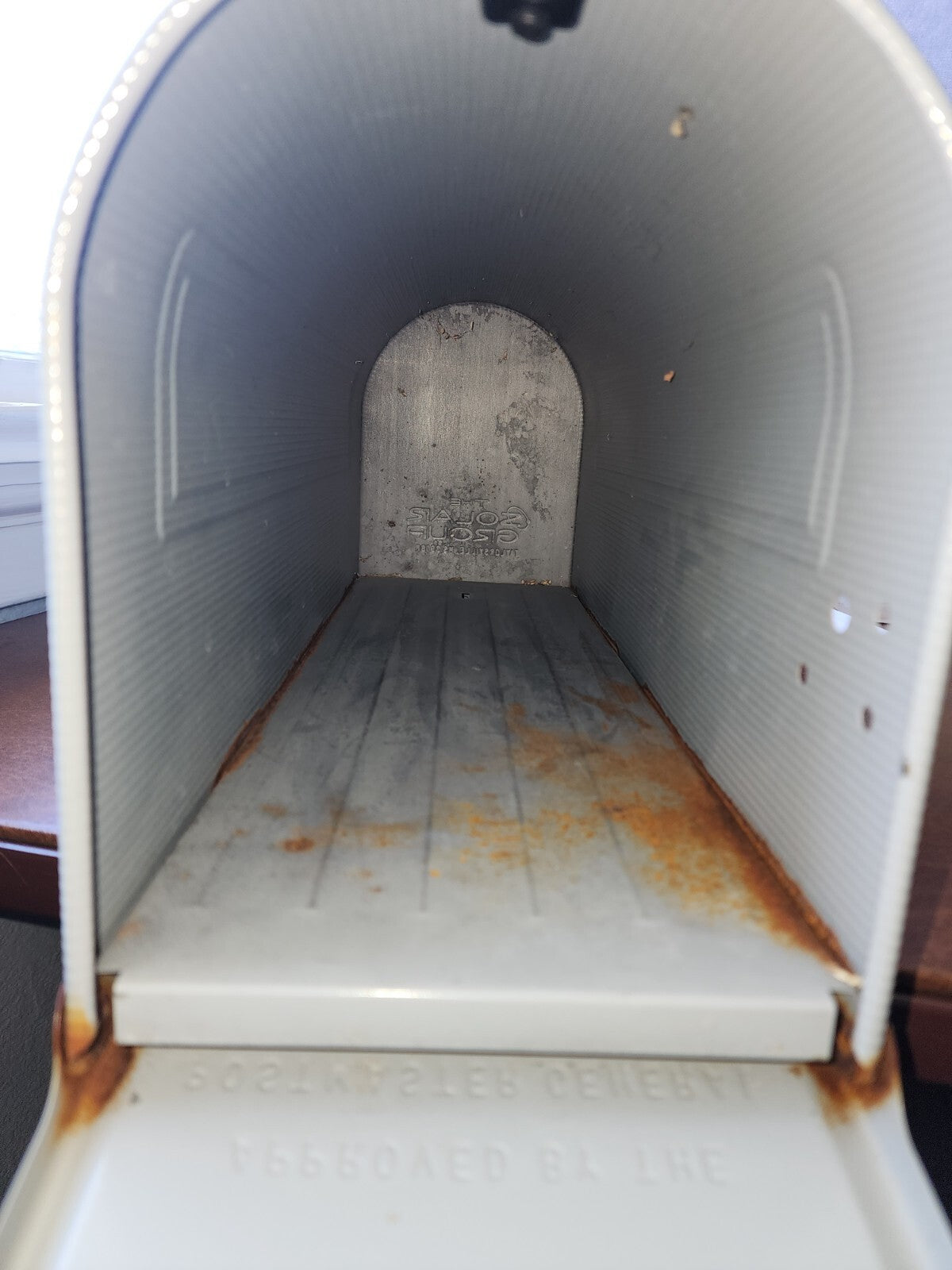 The Solar Group Gray Mailbox 19” X 6.5” X 8.75” Preowned