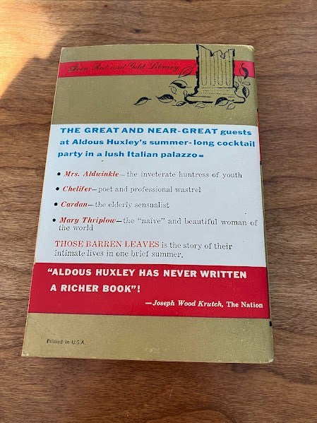 Avon Books - THOSE BARREN LEAVES by Aldous Huxley