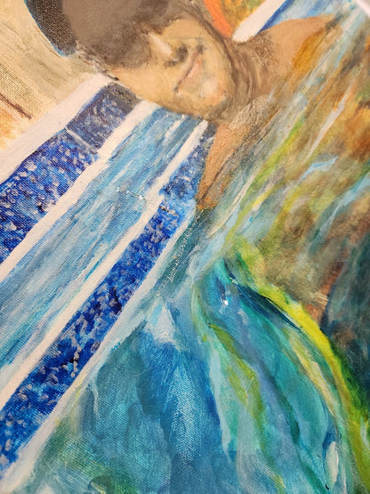 Handsome Dude in Cubo - Art by Marie Brittan - Acrylic painting 20 x 16