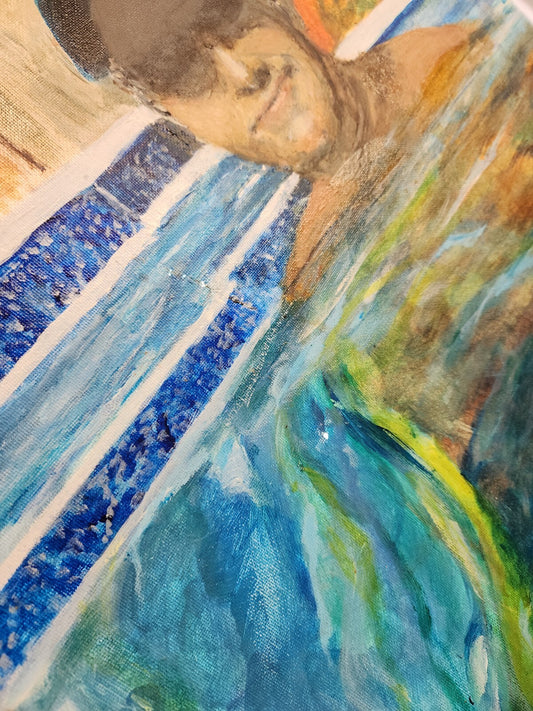 Handsome Dude in Cubo - Art by Marie Brittan - Acrylic painting 20 x 16