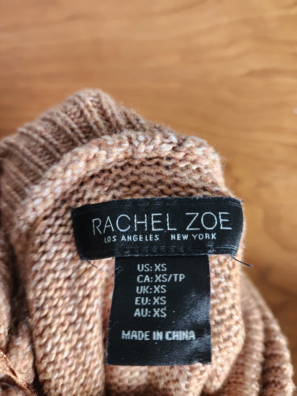 Rachel Zoe XS Tie Belt Turtleneck Knit Sweater Dress Copper