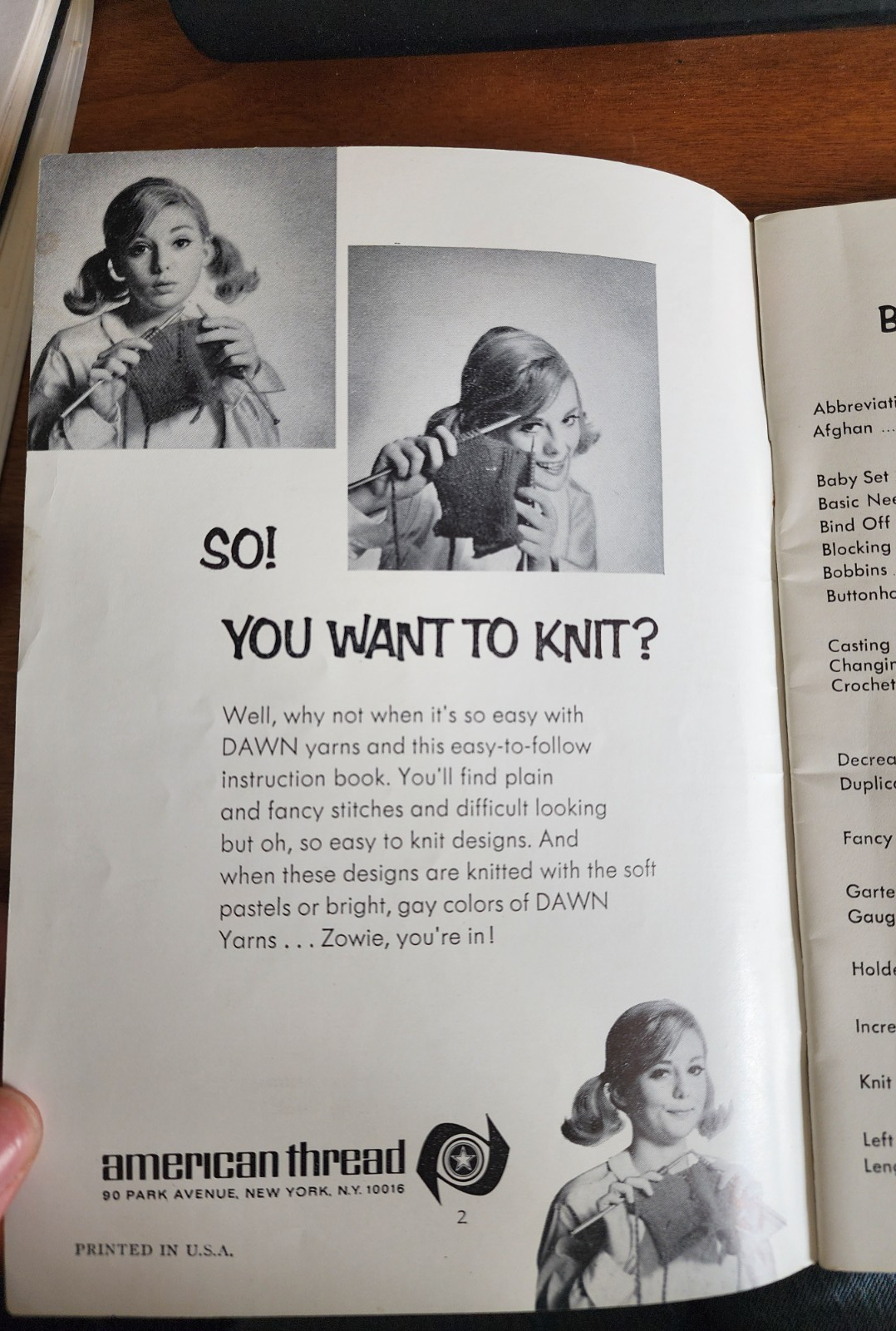 Vtg Begin To Knit:  American Thread Co Star Book #201 Booklet