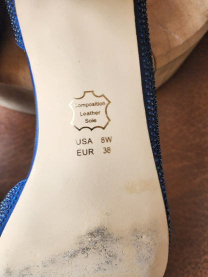 Nina Rossie-W Size 8 W New Navy Luster Satin (A)