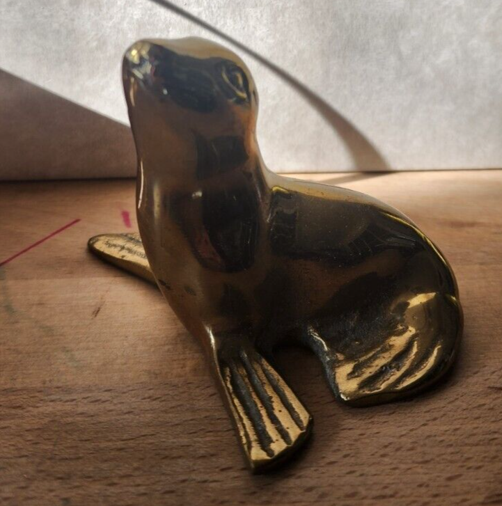 Vtg Brass 1970’s Seal figurine - Made in Korea