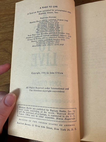 Vtg Paperback - A Rage to Live by John O'Hara
