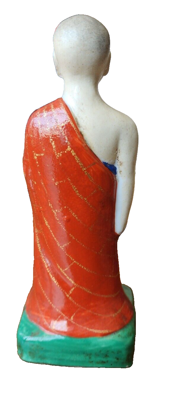 Vintage Chinese Asian Painted Porcelain Male Art Statue Sculpture Stamp-Signed