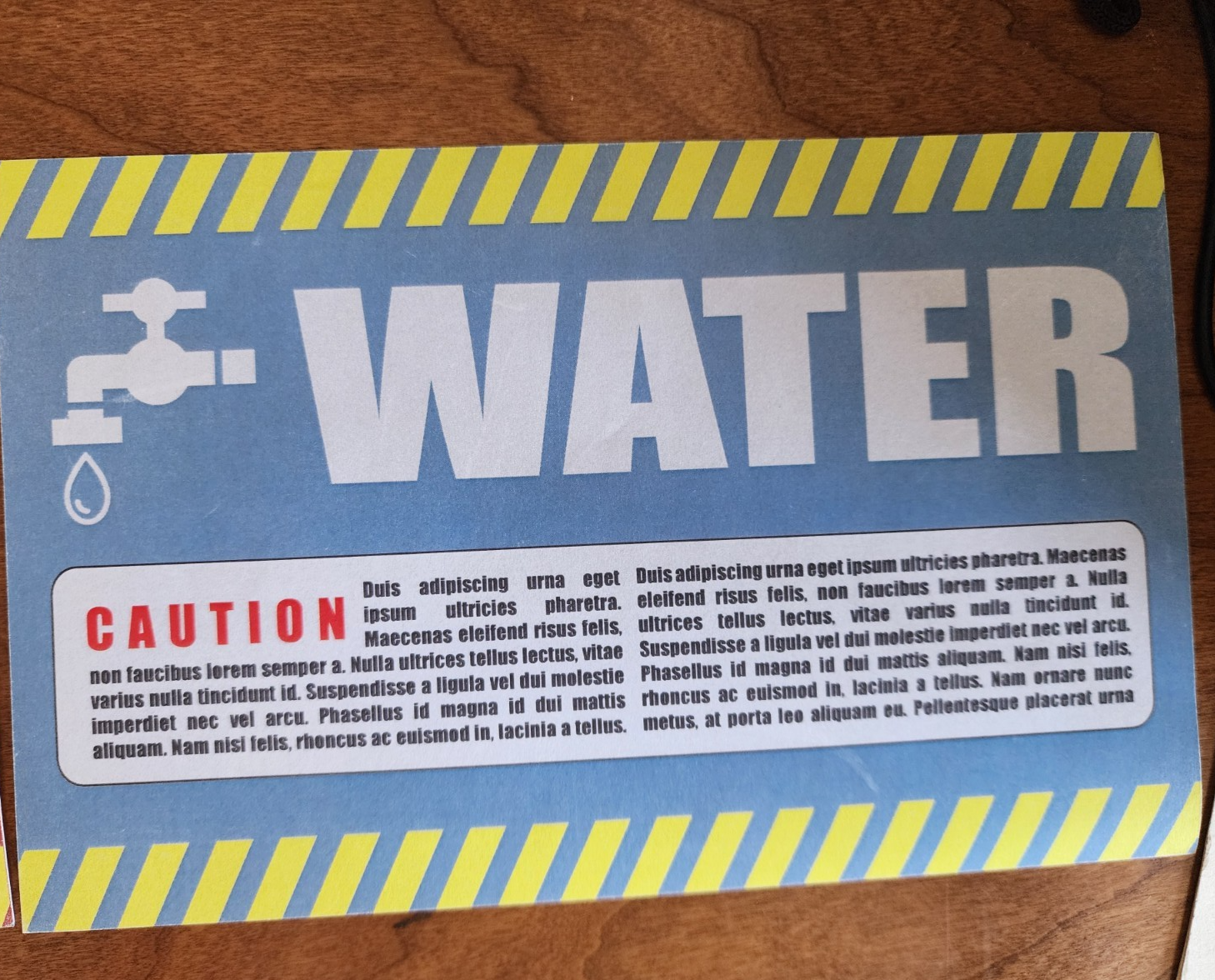 Water Caution Label Sticker