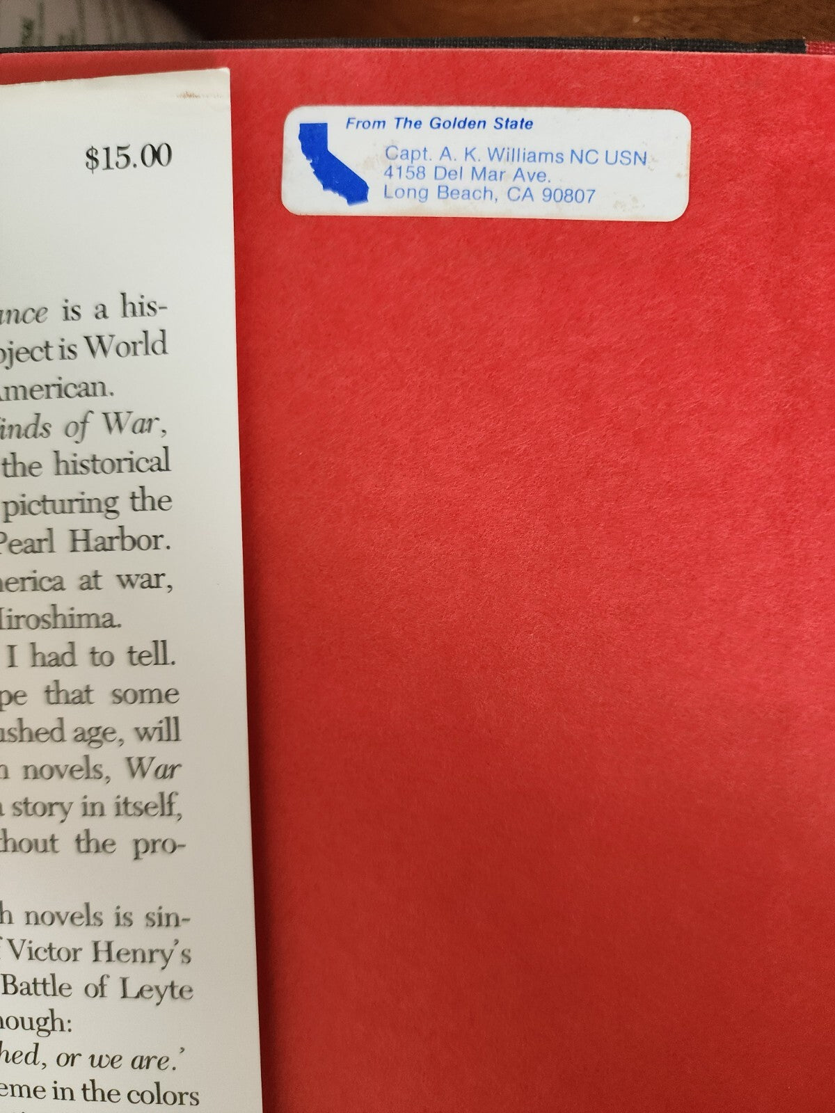 Hardcover book War and Remembrance by Herman Wouk