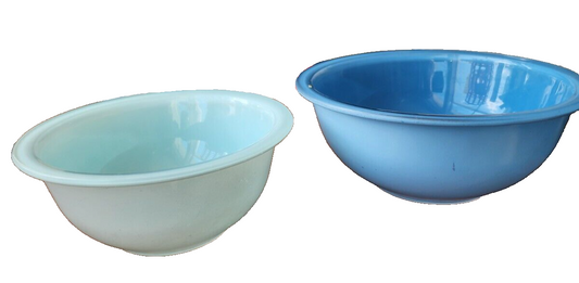 Set of 2 PYREX Moody Blues Mixing Bowl 323 322 Blue Clear Bottom - Vintage