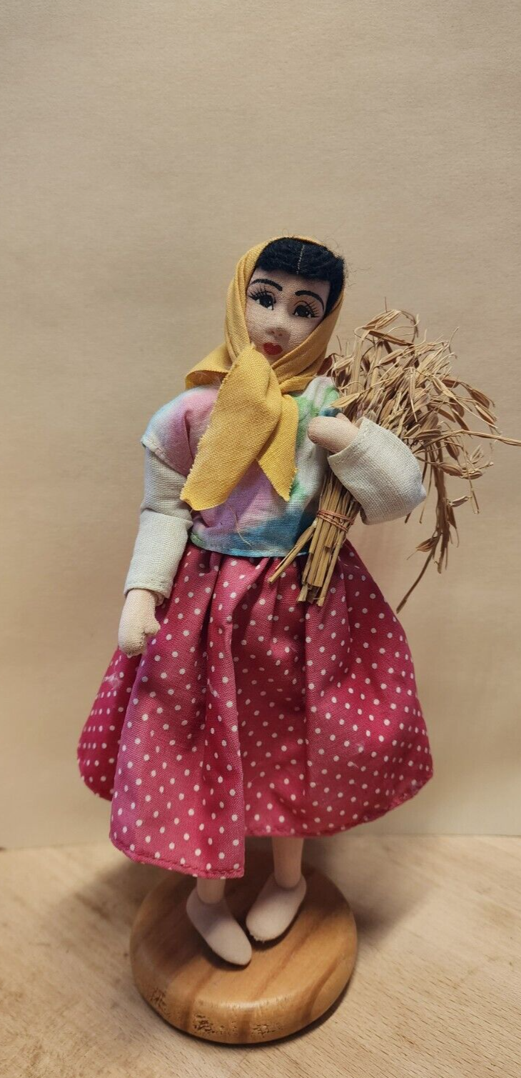VTG HANDMADE DOLL HOLDING WHEAT PHILLIPINES 9”