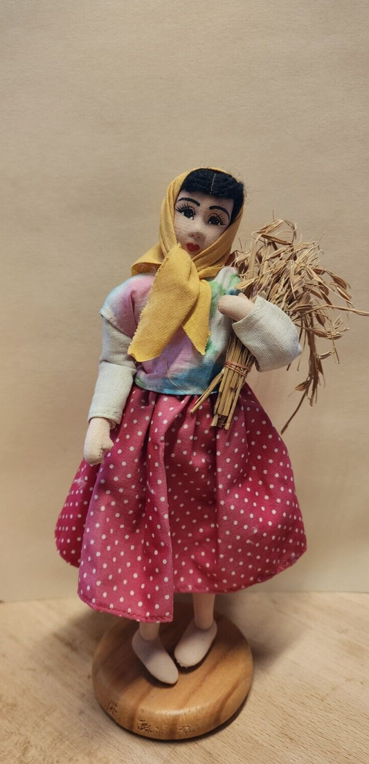 VTG HANDMADE DOLL HOLDING WHEAT PHILLIPINES 9”