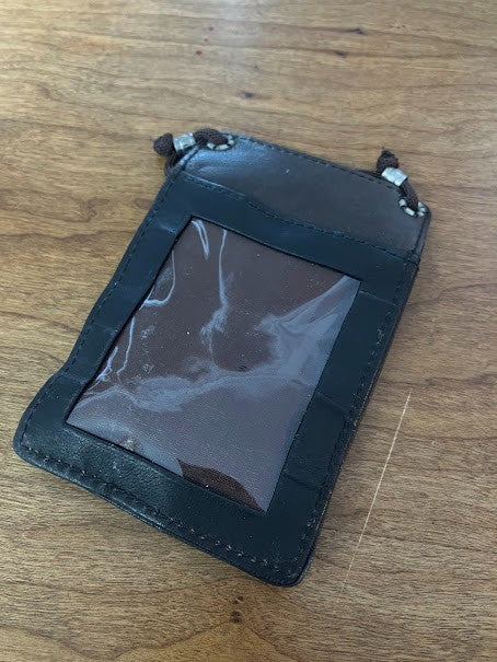 ID Holders: Black Leather Wallets - With Neck Straps (2)