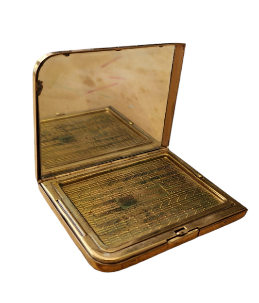 Vtg Elgin Brass American Compact Engraved "Mother" USA