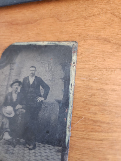 Antique Tintype Photo Portrait of Two Gentleman