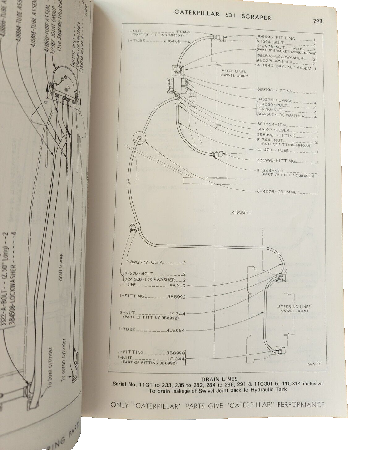 CAT Caterpillar 631 Scraper Hydraulic Parts Book Replaces Form 34551