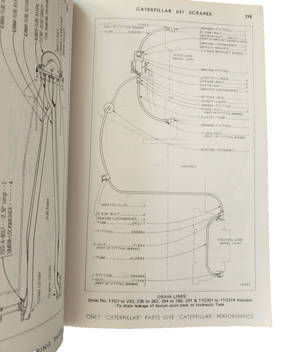CAT Caterpillar 631 Scraper Hydraulic Parts Book Replaces Form 34551