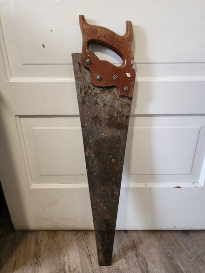 Vtg Hand Saw with Markings 29 1/2"