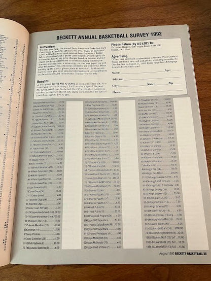 Beckett Basketball Card Monthly Michael Jordan August 1992 Issue #25